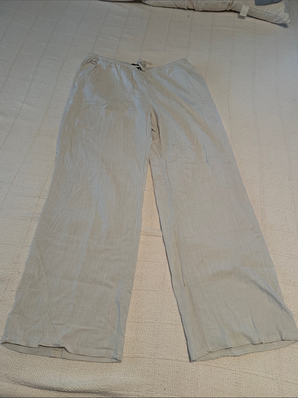 H&M Light Beige Wide-Leg Drawstring Chinos